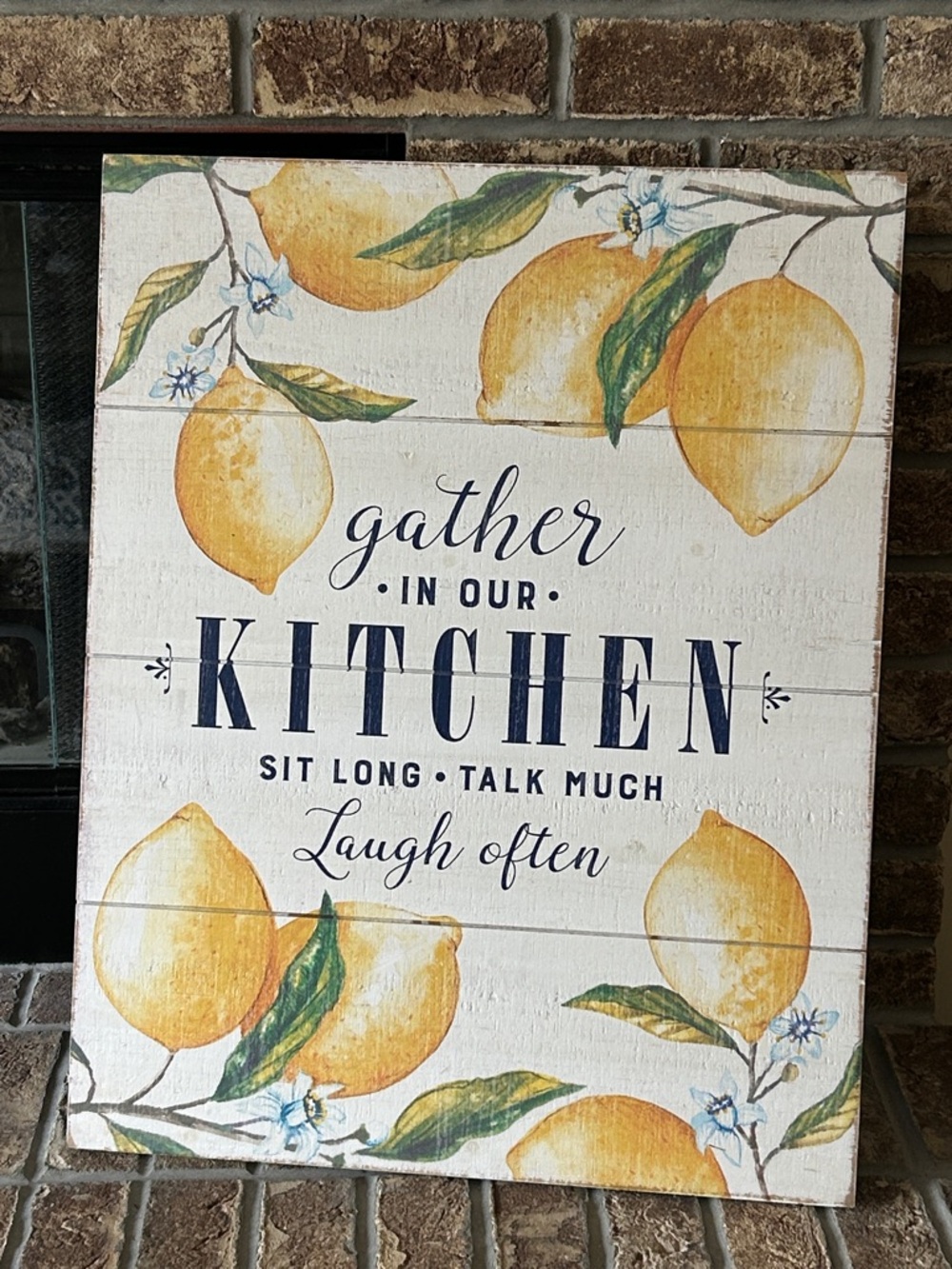 NEW! SOLID WOOD Extra LARGE Gather in Our Kitchen Floral Lemon Wall Sign